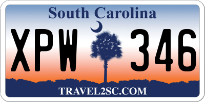 SC license plate XPW346