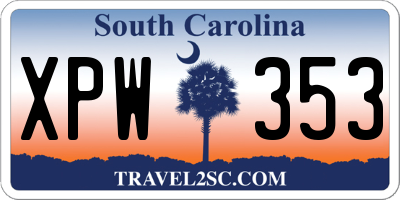 SC license plate XPW353