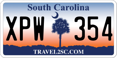 SC license plate XPW354