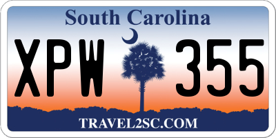 SC license plate XPW355
