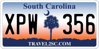 SC license plate XPW356