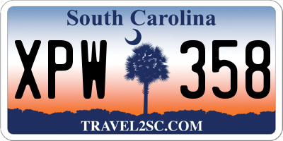 SC license plate XPW358