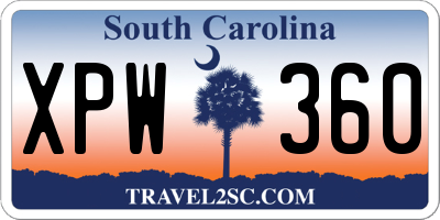 SC license plate XPW360