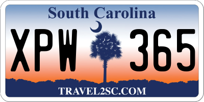 SC license plate XPW365