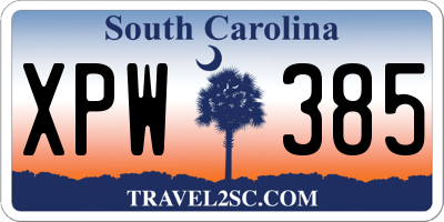 SC license plate XPW385