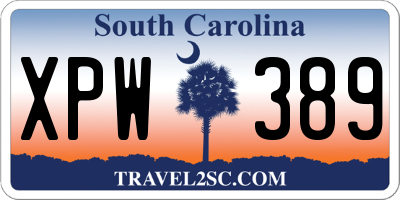 SC license plate XPW389