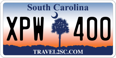 SC license plate XPW400