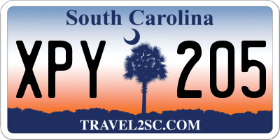 SC license plate XPY205