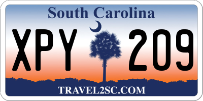 SC license plate XPY209