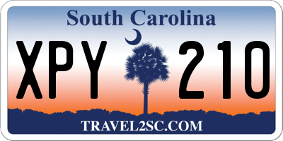 SC license plate XPY210