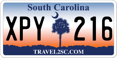 SC license plate XPY216
