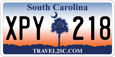 SC license plate XPY218