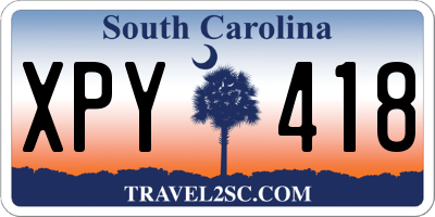 SC license plate XPY418