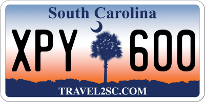 SC license plate XPY600