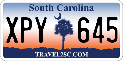 SC license plate XPY645