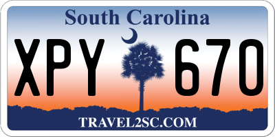 SC license plate XPY670