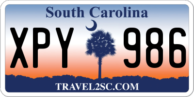 SC license plate XPY986