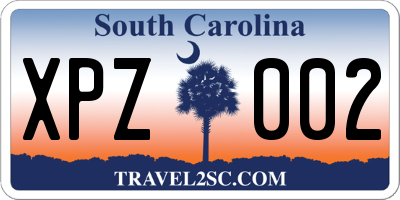 SC license plate XPZ002