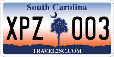 SC license plate XPZ003