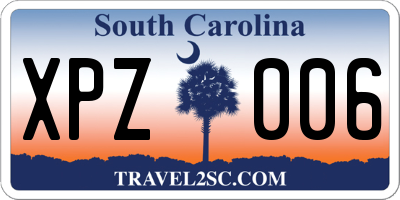 SC license plate XPZ006