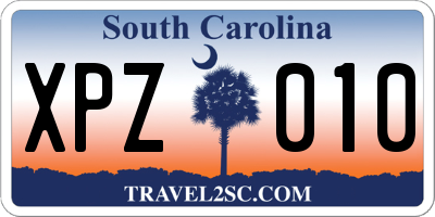 SC license plate XPZ010