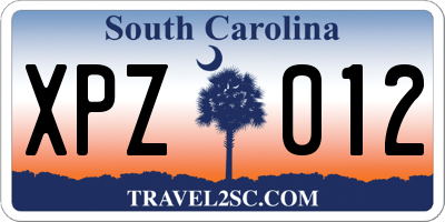 SC license plate XPZ012
