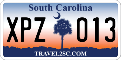SC license plate XPZ013