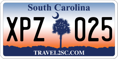 SC license plate XPZ025
