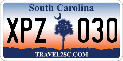 SC license plate XPZ030