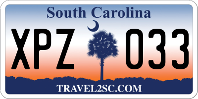 SC license plate XPZ033