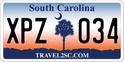 SC license plate XPZ034