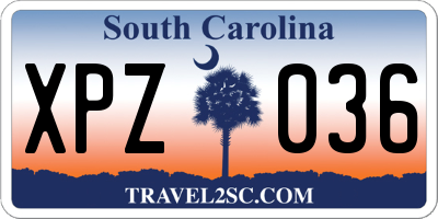 SC license plate XPZ036