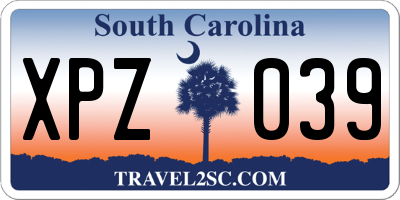 SC license plate XPZ039
