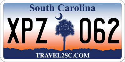 SC license plate XPZ062