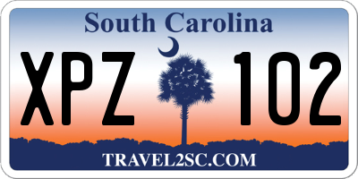 SC license plate XPZ102