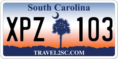 SC license plate XPZ103