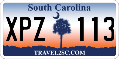 SC license plate XPZ113