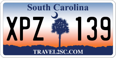 SC license plate XPZ139