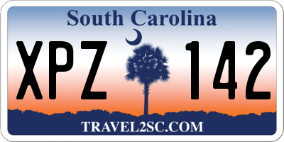 SC license plate XPZ142