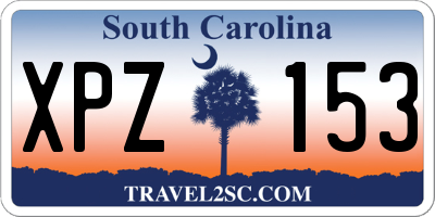 SC license plate XPZ153