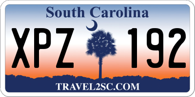 SC license plate XPZ192