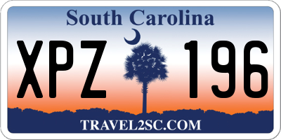 SC license plate XPZ196