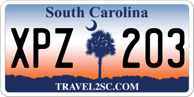 SC license plate XPZ203