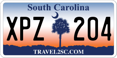 SC license plate XPZ204