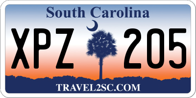 SC license plate XPZ205