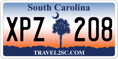 SC license plate XPZ208