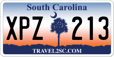 SC license plate XPZ213