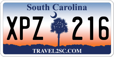 SC license plate XPZ216