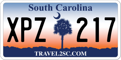 SC license plate XPZ217