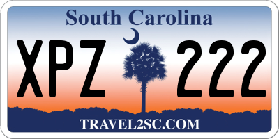 SC license plate XPZ222